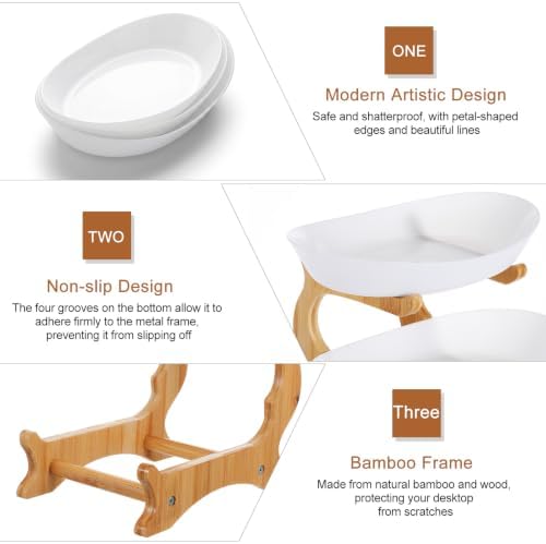 3 Tier Fruit Bowl for Counter, Plastic Serving Bowl With Bamboo Stand