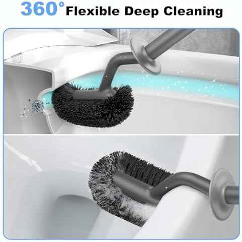 HAMITOR Gray Toilet Bowl Brush Holder Set