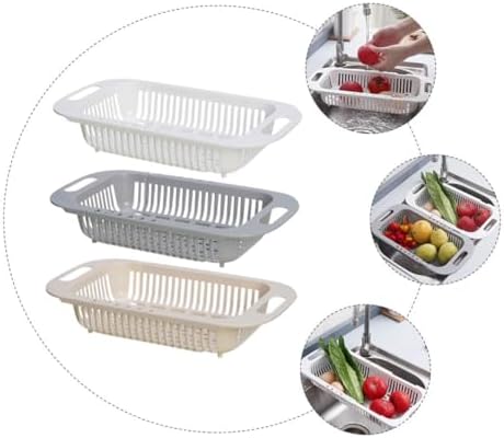 3pcs Expandable Kitchen Colander Strainer Basket, PP over Sink Drain