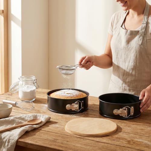 4 Pcs 6 Inch Black Springform Pan with 100 Baking Paper, Removable