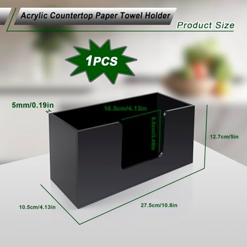 Countertop Paper Towel Holder, Black Acrylic, 2 Pack