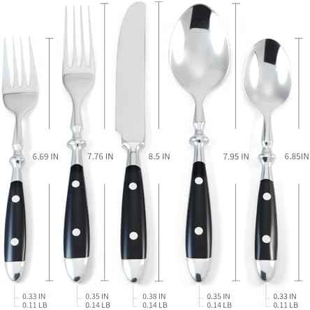 Silverware Set Black Luxury Vintage Handle 60-Piece Service for 12