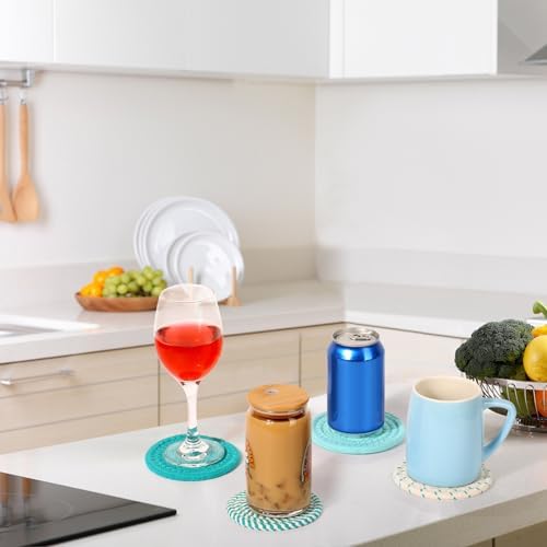 Mckanti 8 Pcs Coasters for Drink with Holder, 4 Colors Absorbent