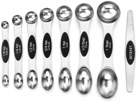 Magnetic Measuring Spoons Set, 9-Piece Stainless Steel Measuring Spoon