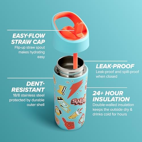 Gatorade Kids' Rookie Metal Water Bottle, 12oz, Stainless Steel
