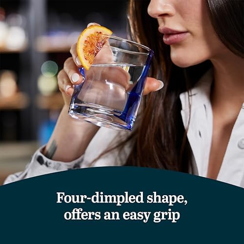 Libbey Blue Ribbon Rock Glasses Set, Artisan-Inspired Four-Dimple