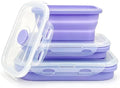 Purple Collapsible Meal Prep Containers Camping Bowls Silicone Bento