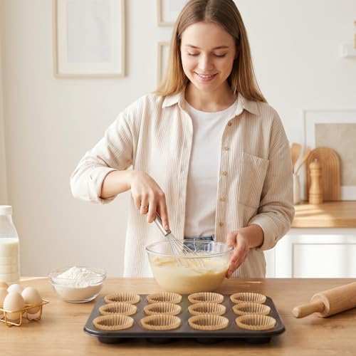 4 Pcs Muffin Pan for Baking, 12 Cup Nonstick Carbon Steel Cupcake Pan