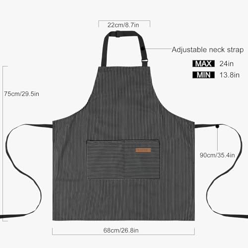 DILLMAN Kitchen Cooking Adjustable Aprons Men Women Bib Chef Stripes
