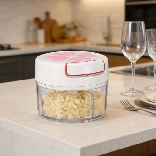 Manual Food Chopper, Hand Pull Garlic Mincer for Onion Ginger Chili