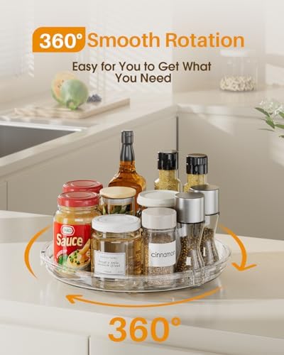 LAMU 2 Pack 9 Inch Lazy Susan Organizers, Clear