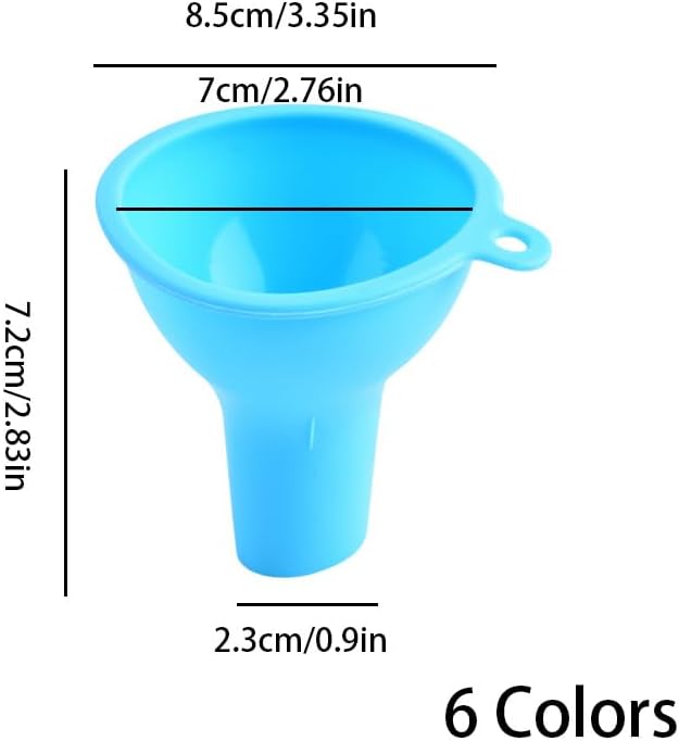 6 Pcs Silicone Funnels for Kitchen, Multi-Color Flexible Filling Small