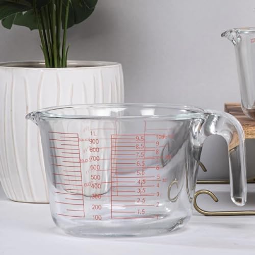X-Large Tempered Glass Measure Cup - Bold Red Increments - 32 oz. - 4