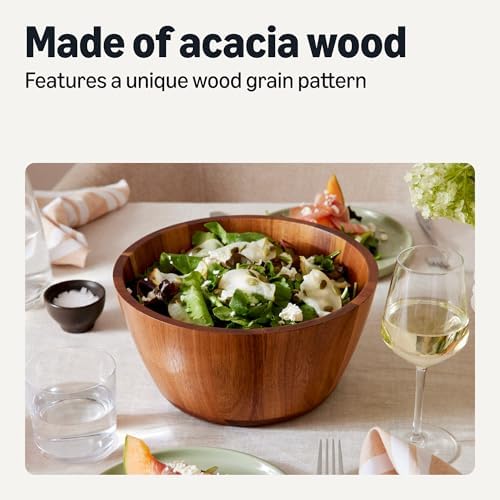 Amazon Basics Wooden Salad Bowl, Acacia Wood, 10 in., Family Size