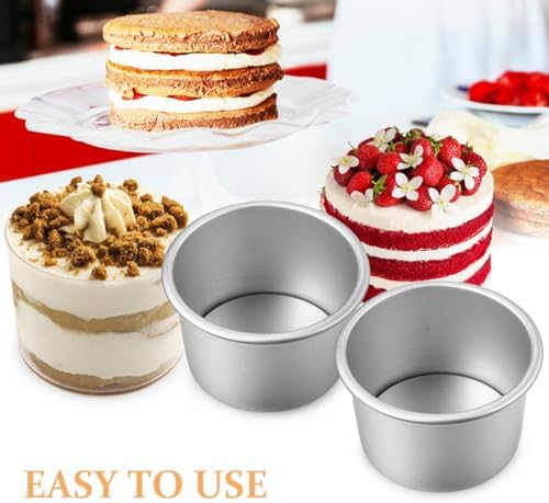 Toyvian 6Pcs Round Cake Pans 2.51 Inch Removable Bottom Cake Molds for