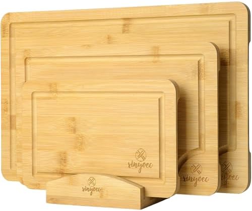 Bamboo Cutting Board Set for Kitchen - Chopping Board Set of 3 with