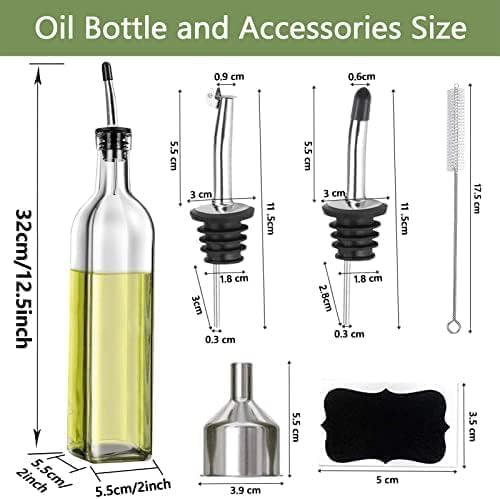 Leaflai Olive Oil Dispenser Bottle, 4 Labels, 1 Brush and 1 Funnel Oil Bottles - Image 3