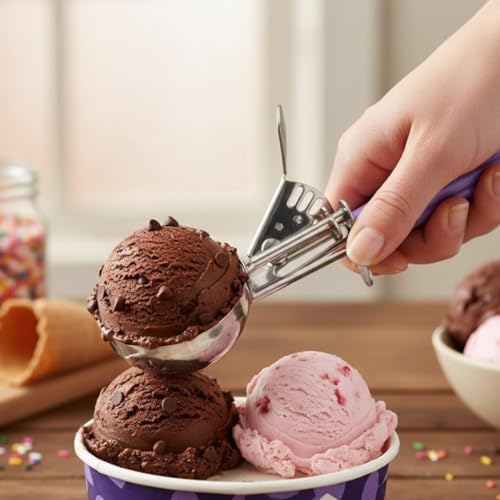 Soro Essentials- 2 oz Stainless Steel Disher #20 with Purple Plastic