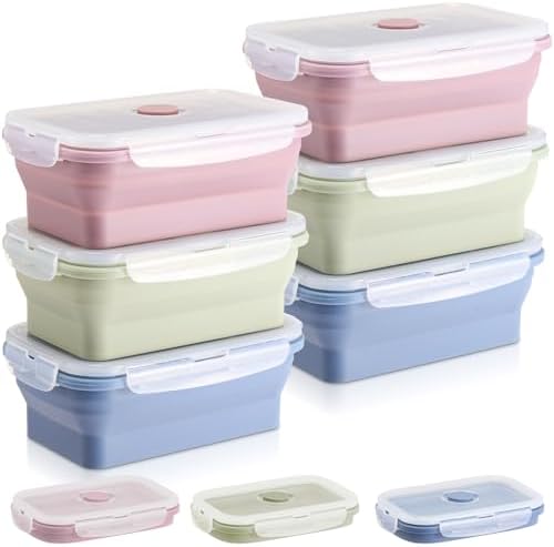 Mifoci 6 Pcs Collapsible Food Storage Containers with Lid, Morandi