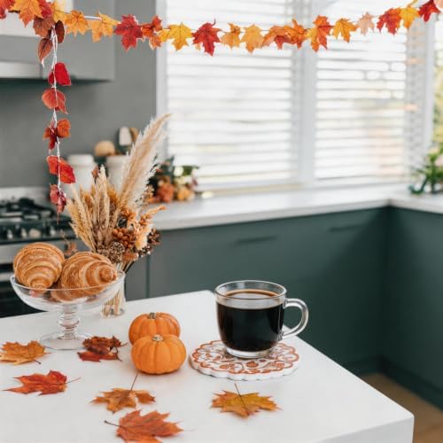 Fall Ceramic Drink Coasters Set 4 Scalloped Edge Flowers Birds Fruits