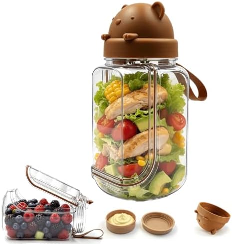 TJR Salad Pod, Leak-Proof Side Opening Salad Jar Container for Lunch