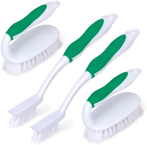 4 Pack Deep Cleaning Scrub Brush Set, Green