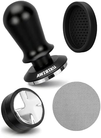 Barista Espresso Tamper 53.3/54mm, Spring Loaded Flat Base Tamper Kit