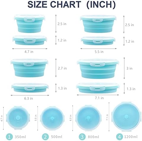 Collapsible Bowls with Lids, 4 Silicone Food Storage Containers, Rv