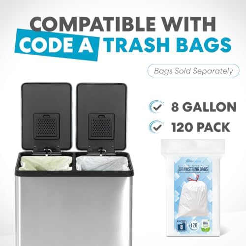 Simpli-Magic 16 Gallon Dual-Compartment Stainless Steel Trash Can