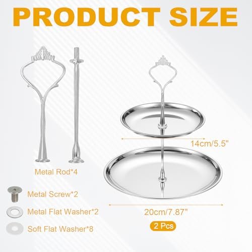 uxcell 2 Sets 2-Tier Cupcake Stand Holder, Round Tiered Serving Tray