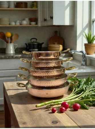 5-Piece Hammered Copper Cookware Set - 6.3 in to 9.4 in Diameter