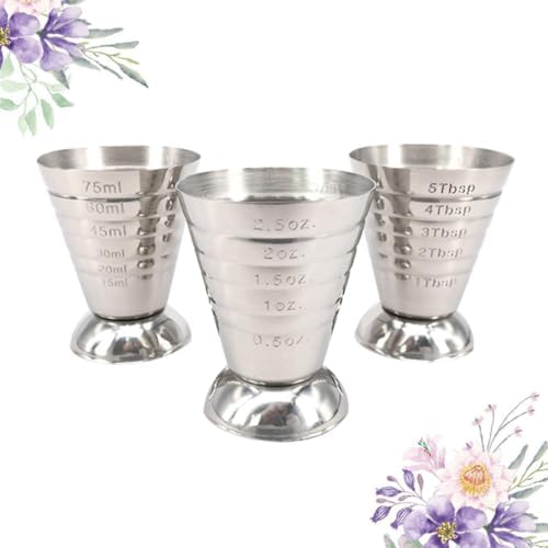 3Pcs Stainless Steel 75ml Measuring Cup Jigger Set for Cocktail