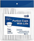 EDI [1 OZ, 100 Sets] Clear Disposable Plastic Portion Cups With