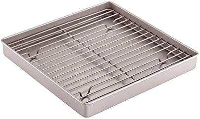 CHEFMADE Roasting Pan with Rack, 11-Inch Non-Stick Square Shallow Dish