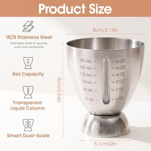 3Pcs Cocktail Measuring Jigger Stainless Steel Shot Measure Cup