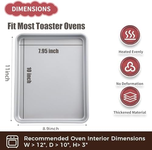 2-PACK Toaster Oven Pan, Carbon Steel Compact Toaster Oven Tray