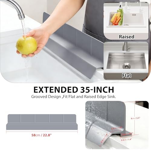Silicone Sink Splash Guard for Kitchen, Dark Grey, 23''x3.5''