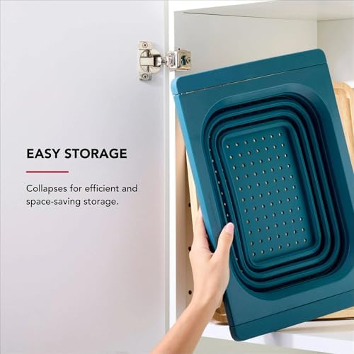 Collapsible Over the Sink Colander and Strainer for Kitchen, Agave