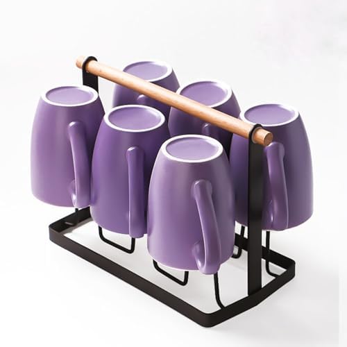 Coffee Mugs Set of 6, 12oz Purple Ceramic Coffee Mugs Cups with Handle