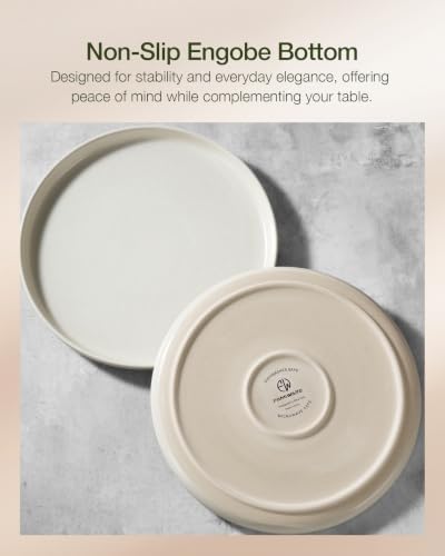 Famiware Milkyway 24-Piece Stoneware Dinnerware Set, Matte Beige White