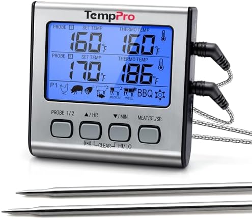 TempPro TempTrack Digital Meat Thermometer, Dual Probe