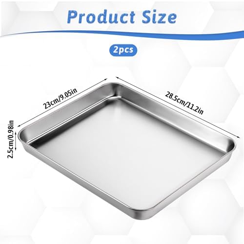 2Pcs Toaster Oven Pans for Baking, 9x11 Baking Sheets Cookie Sheet