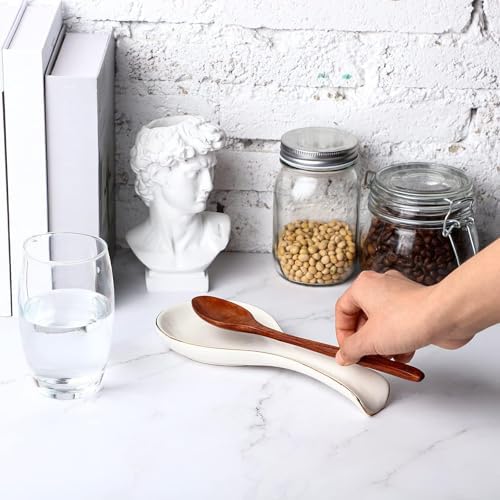 Patelai Ceramic Spoon Rest Spoon Holder Stovetop for Kitchen Stove