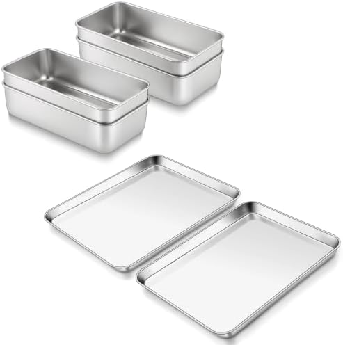 Homikit Stainless Steel Quarter Sheet Pan with Loaf Pan Set of 6