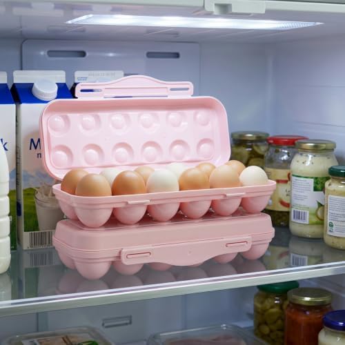 2-Piece 12-Grid Pink Egg Storage Container