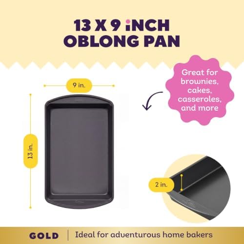 Wilton Gold Non-Stick Oblong Baking Pan, Made Without PFAS, 13 x 9 in.