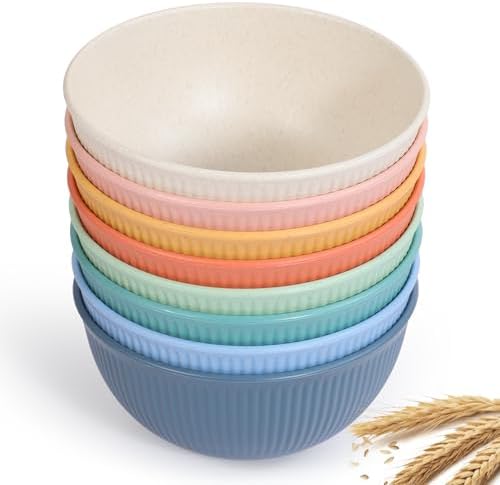 Reusable Bowls Set Unbreakable Cereal Bowls,24 OZ Wheat Straw Fiber