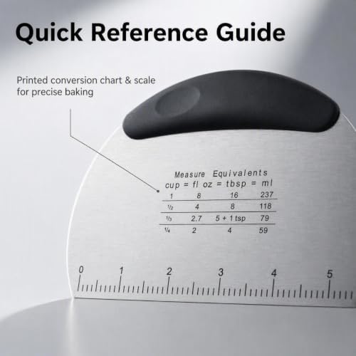 MakerAuer 2 Pack Dough Scraper with Scale, Stainless Steel Bench