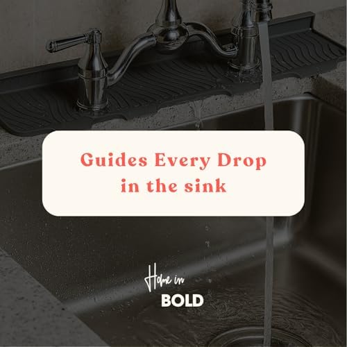 2 Hole Kitchen Sink Splash Guard (22 INCH) Wide-Modern Faucet Mat for