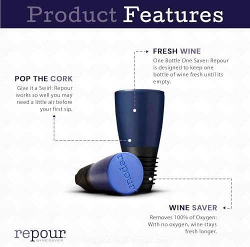 Repour Wine Essentials Combo Pack - Premium Corkscrew & Saver | Manual